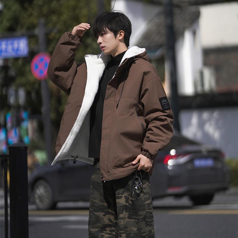 High-Quality Reversible Lambswool Fleece Hooded Jacket