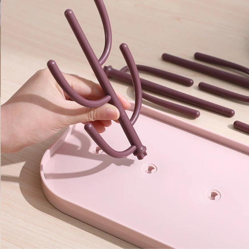 Tree Shaped Baby Milk Bottle Drain Rack Dust Proof Cup Holder Drying Stand Kitchen Organizer Accessory