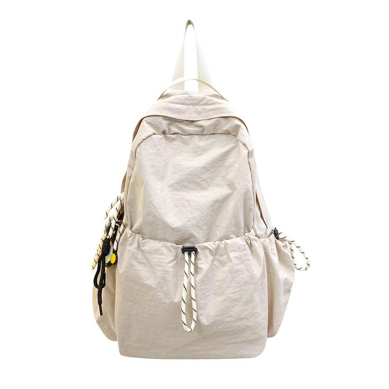 Schoolbag Solid Color Nylon Backpack Women's 1011 Summer New Large Capacity Middle and High School Student School Bag Lightweight Travel Bag