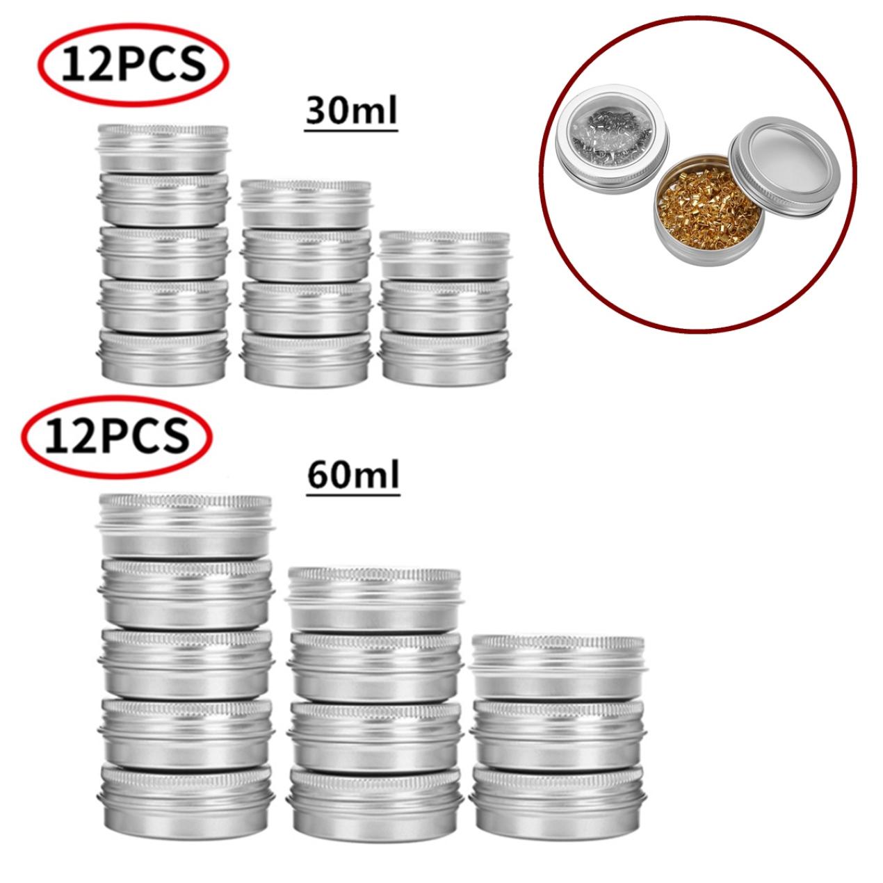 

12 шт Круглые алюминиевые жестяные банки Прозрачный винт Верхние металлические банки Пустые косметические образцы Контейнеры Организация хранения для salve Crafts Свечи специй