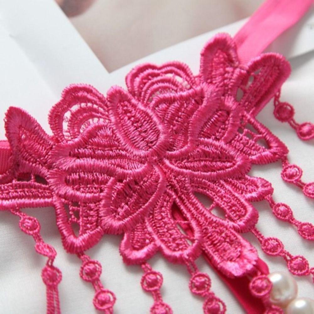 Pearl String Lace Flower Panties Thin Belt Transparent T-Pants Sexy Mesh Thongs  Valentine's Day