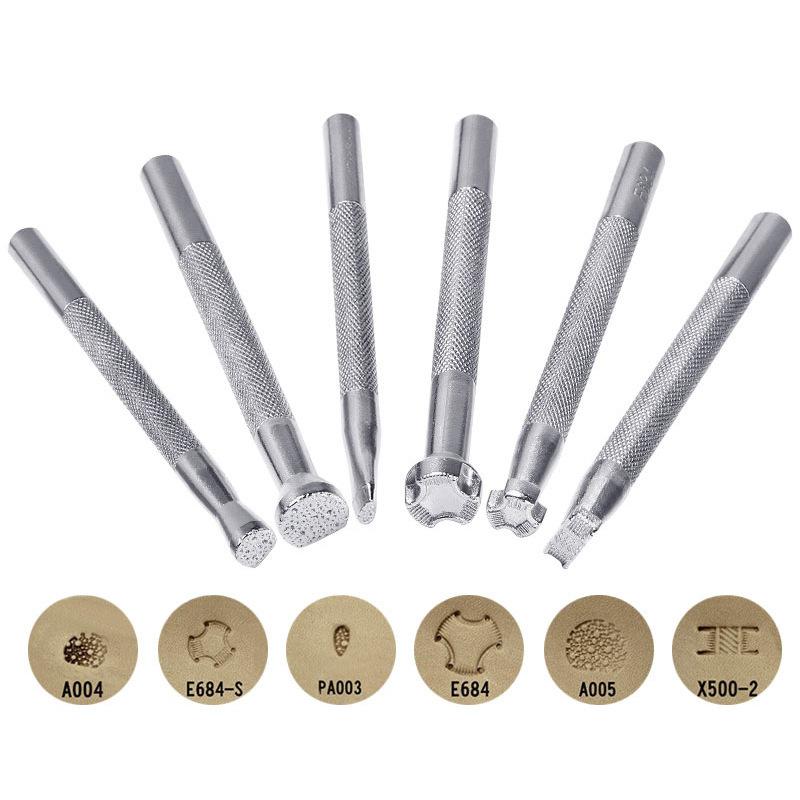Leather Stamping Tools Set Non-Slip Different Shape Handle DIY Handcraft Making Tool for Leather Craft