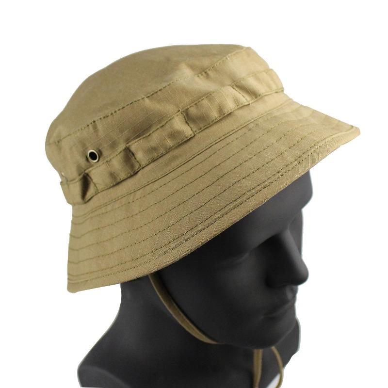 Cappello a secchiello mimetico tattico con visiera corta e tesa rotonda, cappello da pescatore mimetico stile militare, cappello da sole per escursionismo, caccia e attività all'aperto