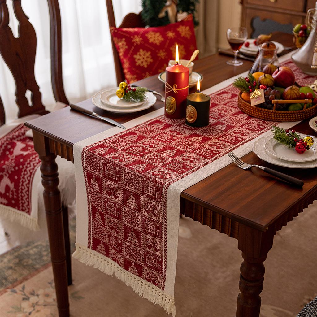 Christmas Fall Table Runner Soft Cotton Table Runner With Tassels Woven Macrame Home Living Room Table Decoration