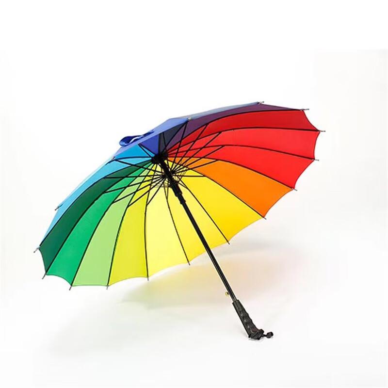24-Rib Windproof Rainbow Straight Umbrella