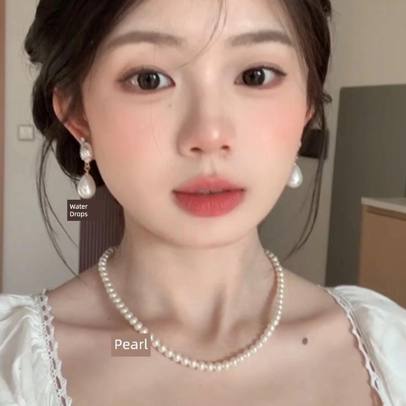 

Zoozmini Серьги-пусеты в стиле ретро, с жемчужинами в форме капли воды, в гонконгском стиле, изысканные, классические, универсальные, изящные, элегантные Water droplets