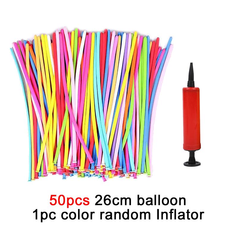 50/100pcs Balloon Long Strip Spiral Style Color Latex Gathering Party Birthday Wedding Decoration Balloon Design Inflator TMZ