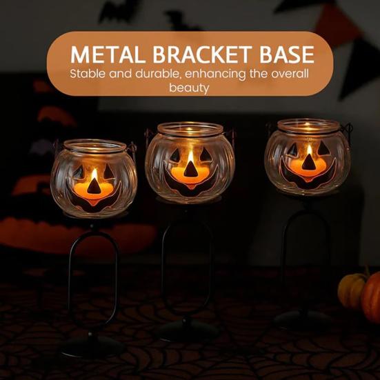 Pumpkin Candlestick Halloween Candle Holder with Stand High Stability Ghost Tealight Candle Bracket Party Decoration