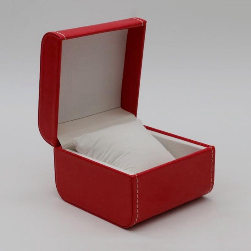 Rounded Corner PU Leather Single Watch Storage Box with Threaded Flip Cover