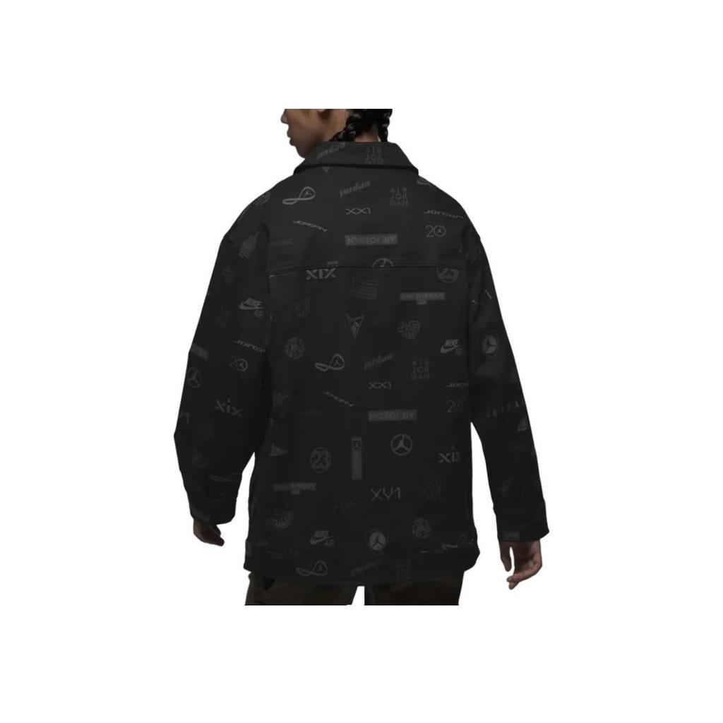 Jordan Bedruckte Locker geschnittene Jacke im Hemd-Stil Langarm Damen Oberbekleidung Schwarz DX0385-010