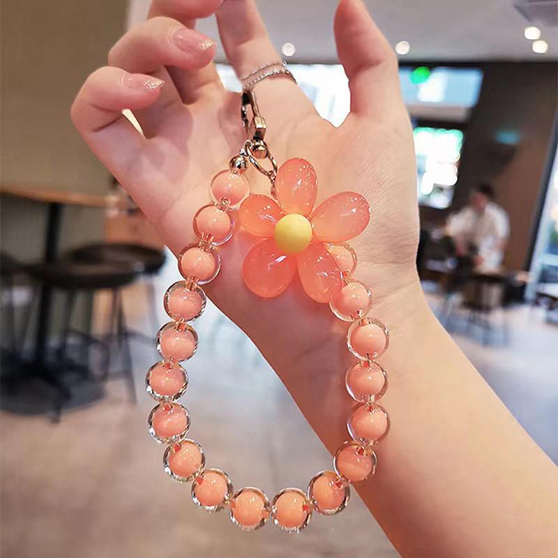 1 Stück Bunte Blume Perlen Handy Charm Strap Kette Lanyard Frauen Mädchen