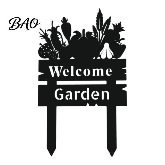 Garden Welcome Sign Decorative Yard Sign, Wildflowers/Vegetables Silhouette Black Stake, Outdoor Acrylic Rustic Lawn for Front Porch Backyard Outside