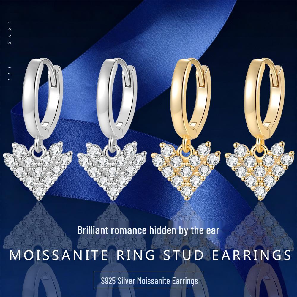 Moissanite Heart Pendant Dangle Earrings - Elegant and Versatile Jewelry for Women