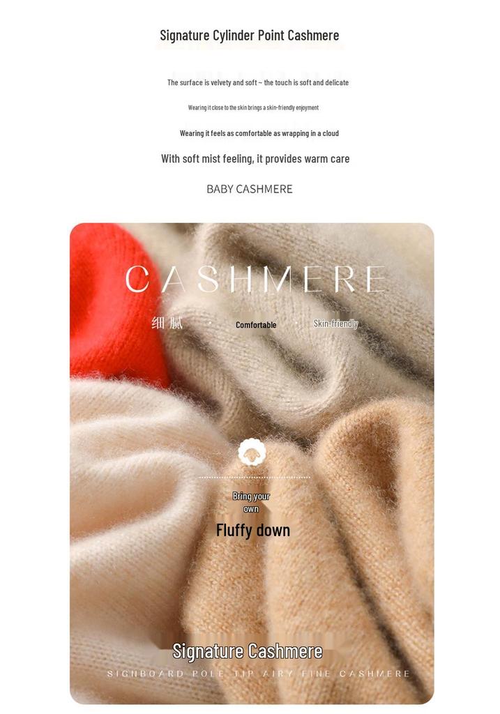 Women's 35% Cashmere Slim-Fit High-Neck Sweater - Elegant, Versatile, Solid Color Knitted Base Layer