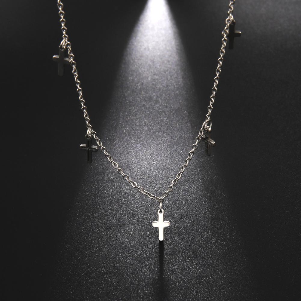 Cazador Jesus Cross Charms Necklace for Women Girls Pendant Neck Chain Stainless Steel Christian Religious Jewelry Birthday Gift