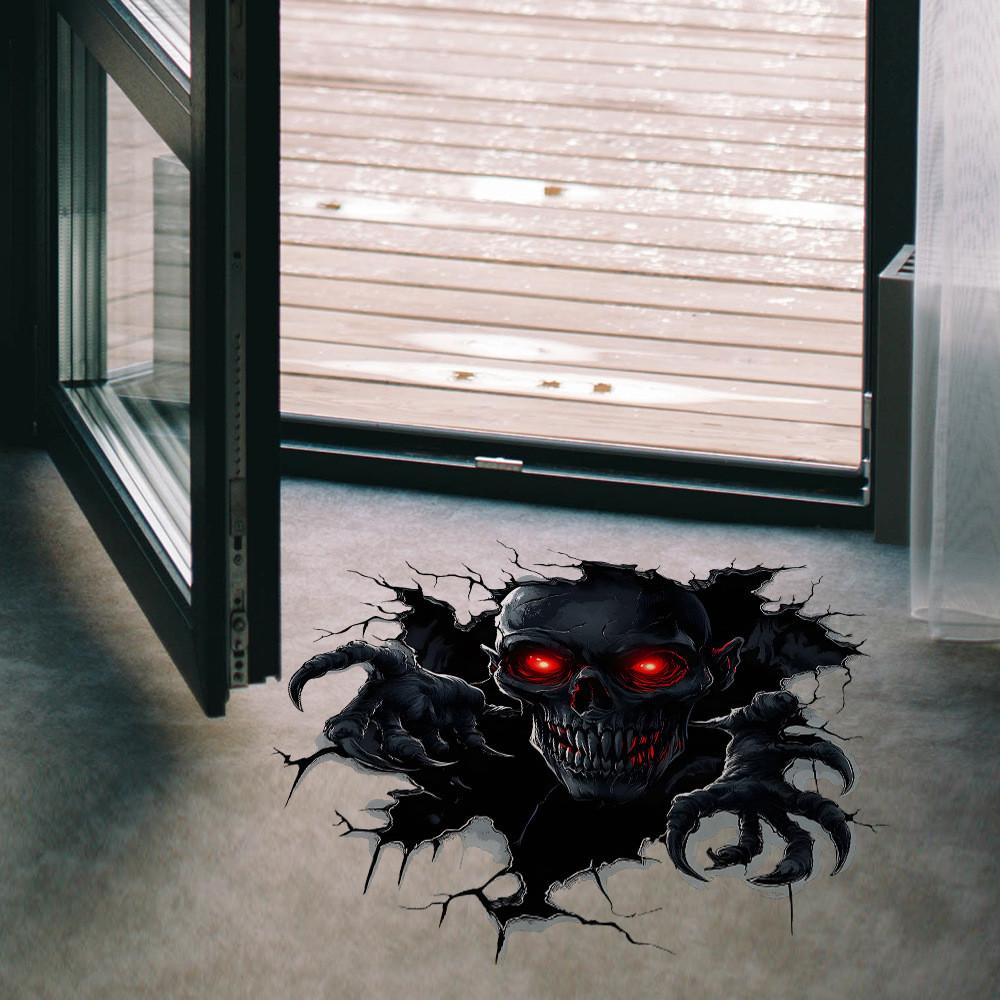 Scary Wall Halloween Breaking Skull Bedroom Living Room Home Stickers Decoration