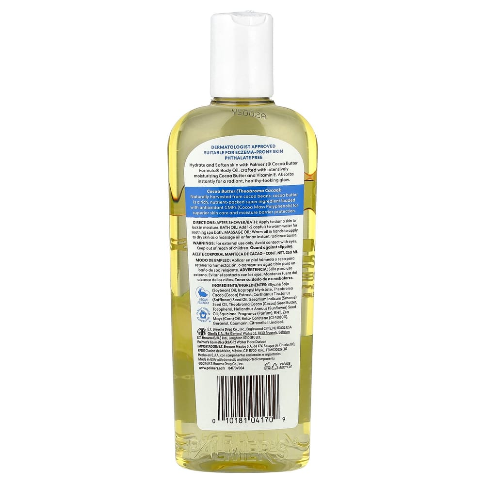 Palmer's Cocoa Butter Formula Moisturizing Body Oil, Subtle Fragrance, 250ml (8.5 Fl Oz)
