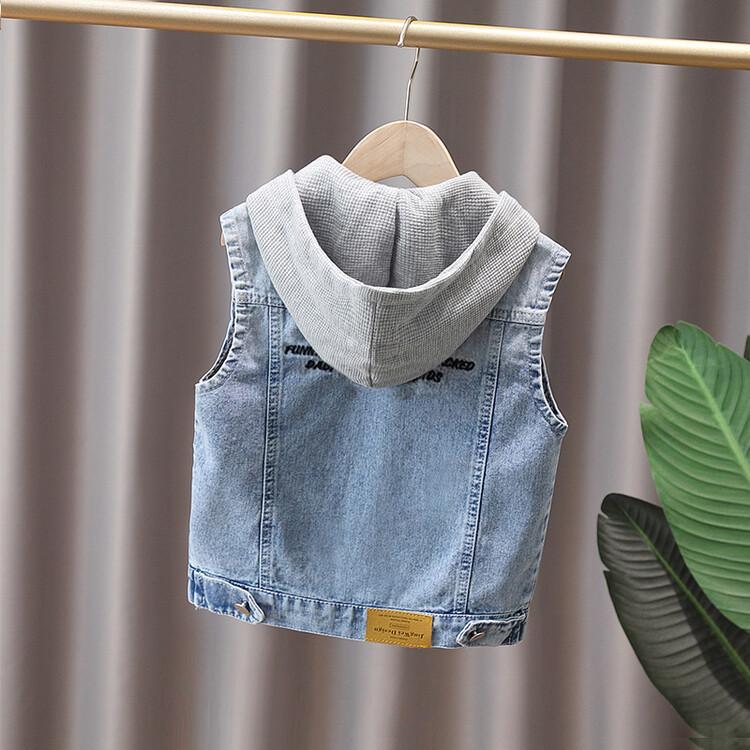 Boys' Spring/Fall Denim Vest Medium-Large Child Size Button-Front Outerwear Stylish Vest