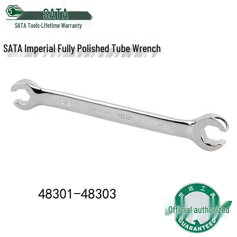 Imperial Fully Polished Chrome Vanadium Double Open End Tube Wrench (SATA 48301/48302/48303)