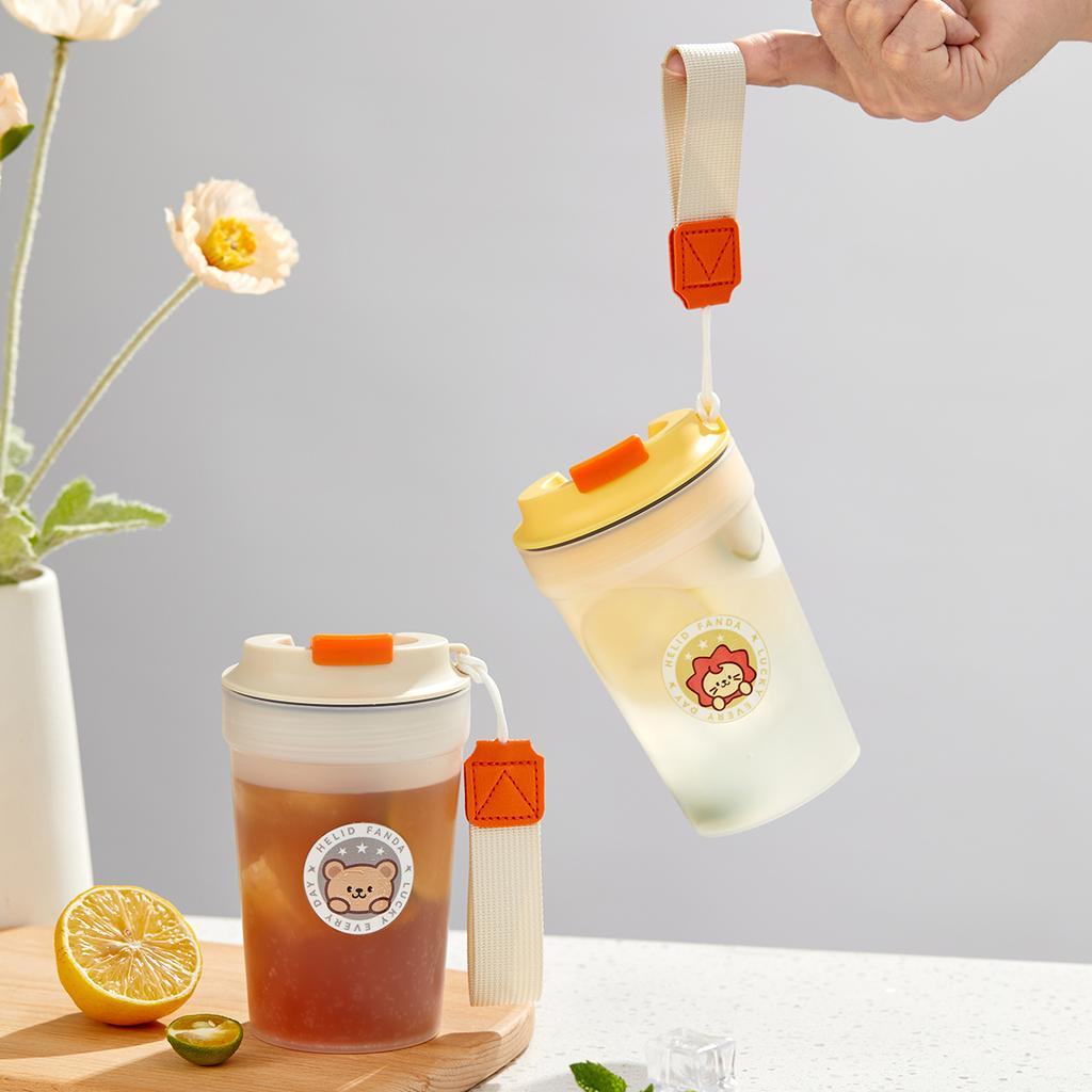 Plastic Coffee Cup With Rope,Sports Portable Drinking Bottle Reusable Water Cup Office Workers Coffee Mug Drinkware