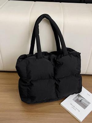 Nylon Padded Down Shoulder Bag 2026: Autumn/Winter Large Capacity Underarm Tote