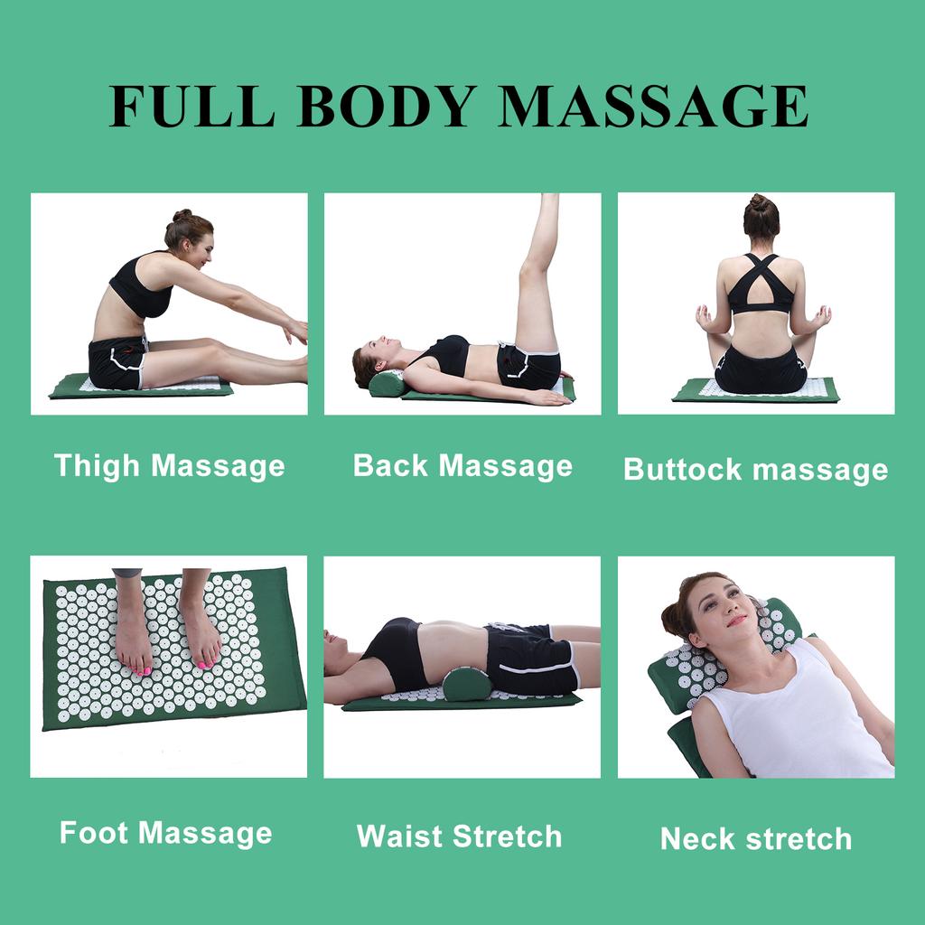 Massageverktyg Yoga Akupressurmatta och Kudde Set Smärta Stresslindring