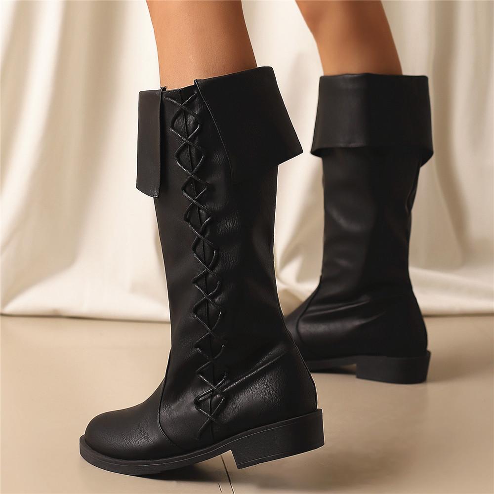 Fashion Women's Medieval Shoes Knee High Boots Platform Boots Retro Cowboy Boots Black Brown Cosplay Boots Gothic Punk Shoes Size 35-48