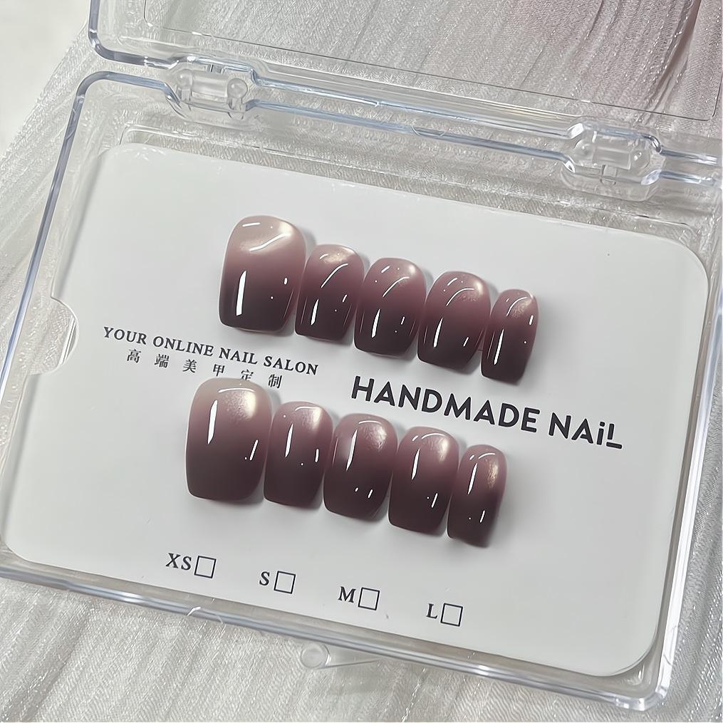Press on Nails Square Fake Nails with Glitter Design Artificial Acrylic Nails Glossy False Nails Full Cover Stick on Nails Glue on Nails for Women