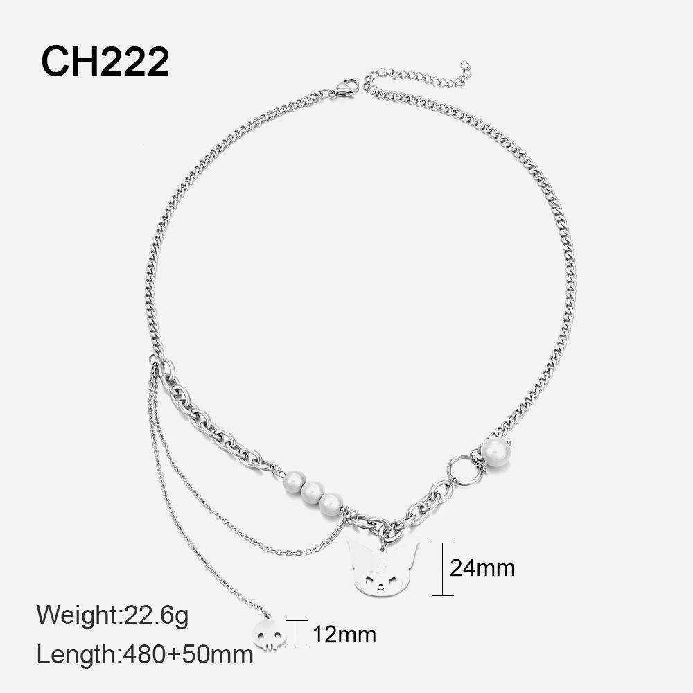 

Оригинальное мультяшное ожерелье из титановой стали с лисой, модный дизайн в стиле инс, кулон в виде черепа, жемчужное ожерелье, бижутерия 304 stainless steel