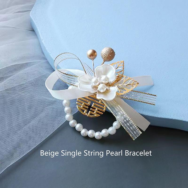 Rechizite rafinate pentru nunta Mireasa Trifoi de perle Incheietura maini Floare Bratara eleganta pentru domnisoara de onoare Bijuterii Accesorii Cadouri