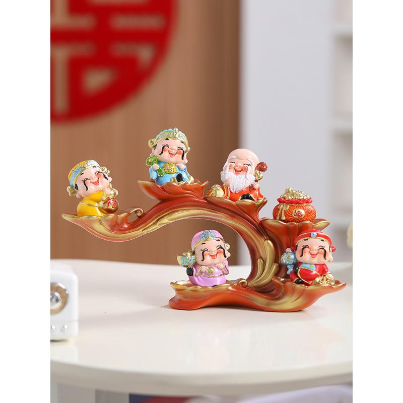 Xile Wufu God of Wealth Figurines for Home and Office Decoration