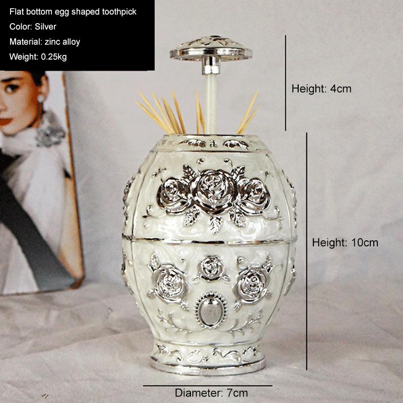 Automatic Up Toothpick Holder Metal Vintage Color Electroplating Egg Shaped Creative Guest Tea Room Restaurant Supplies