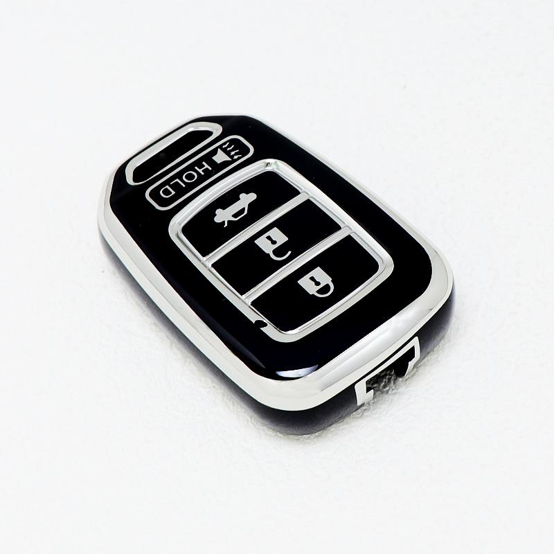 Silver Edge TPU Auto Remote Shell Fob Holder Keychain Car Key Cover Case Cap For Honda CRV Jazz HR-V HRV Accord CIVIC 2013 2014 2015 2016