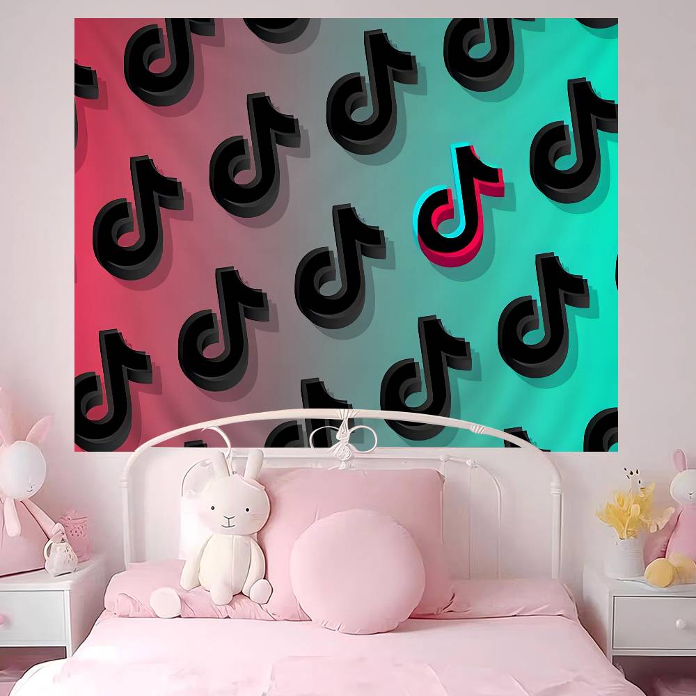TTikTok Logo Cartoon Tapestry Home Decoration Hippie Bohemian Decoration Divination Home Decor