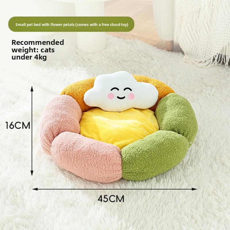 

New Cloud-shaped Cat Bed with Pillow, Petal Bed, Warm Pet Bed for Autumn and Winter, and Small Dog Bed Small