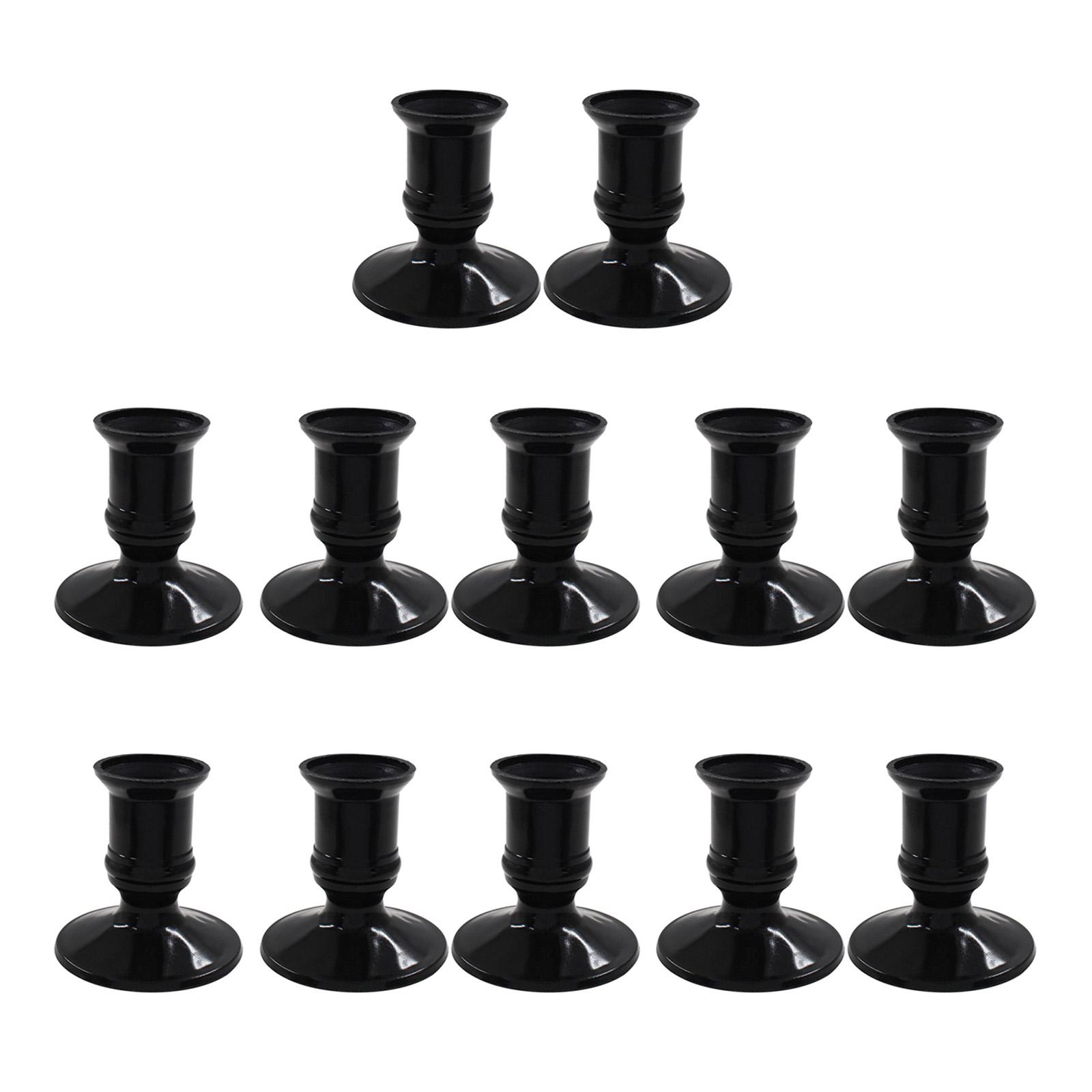 

12Piece Black Candlestick Holders Plastic Pillar Candle Stand for Flameless LED Candle Stand Festives Parties Decoration