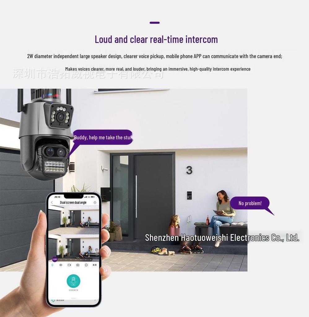 Cameră de supraveghere IP wireless Icsee de exterior Ultra HD cu zoom și lentilă triplă