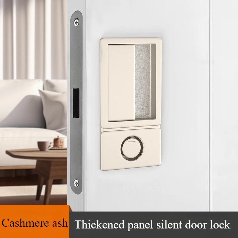 Cerradura de Puerta Magnética de Lengüeta Única Oculta Empotrada con Cierre Plano Minimalista Manija de Puerta Negra para Habitación de Dormitorio Interior