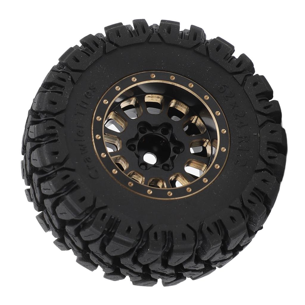 4PCS 1.2in RC Wheel Tires Rubber Brass Rim Superior Traction Enhanced Stability Black for Traxxas 1/18 RC Cars
