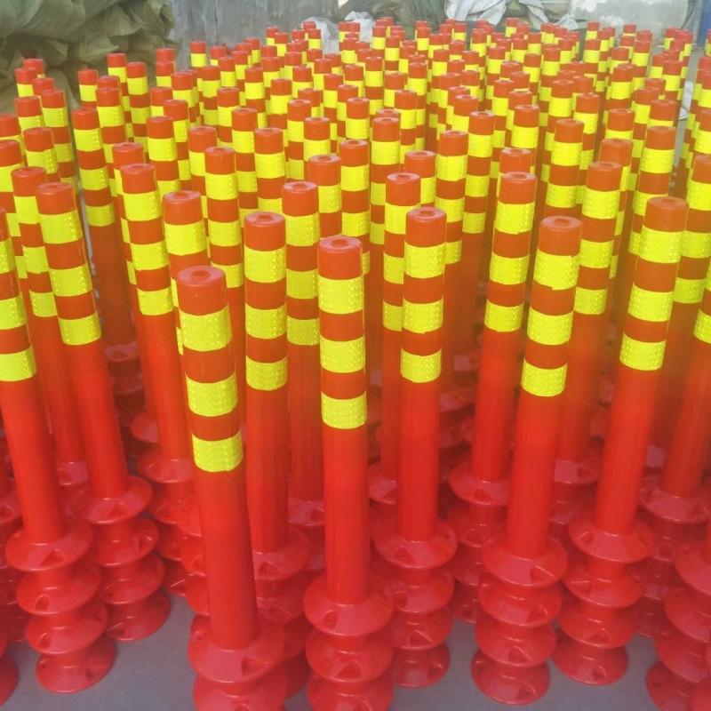 75CM Reflective Plastic Safety Post: PU Elastic Warning Barrier for Road Safety
