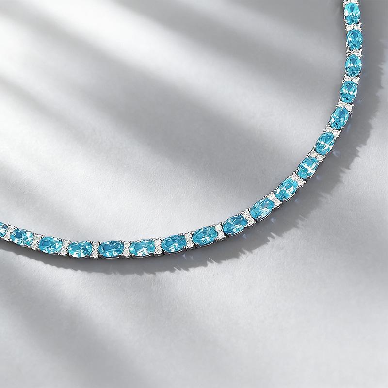 Xian Can Jewelry S925 Silver High Carbon Diamond Luxurious Aquamarine Bracelet