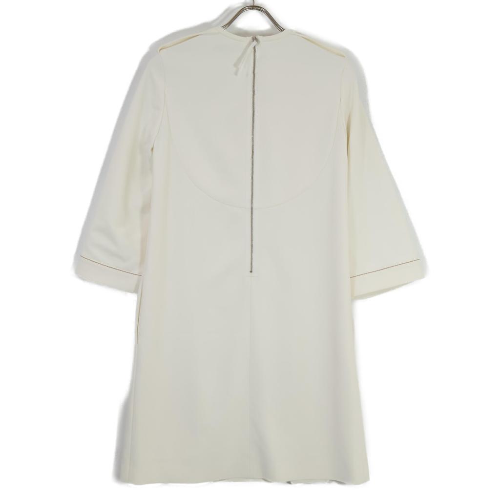 FOXEY NEW YORK 35094 White Polyester Front Double Pocket Long Sleeve Dress Dress whiteUsed