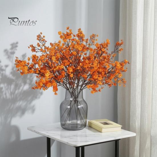 Artificial Silk Flowers for Home Decor Realistic Autumn Decoration, Floral Orange Plants Halloween Decoration Branches Table Centerpiece And