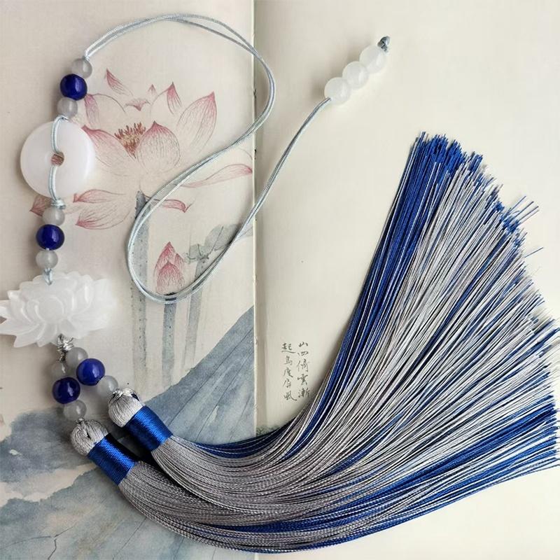 Double Color Chinese Lotus Peace Buckle Tassel Fringe Trim Beaded Edge for Clothing Sewing Home Textile Decor Accessories