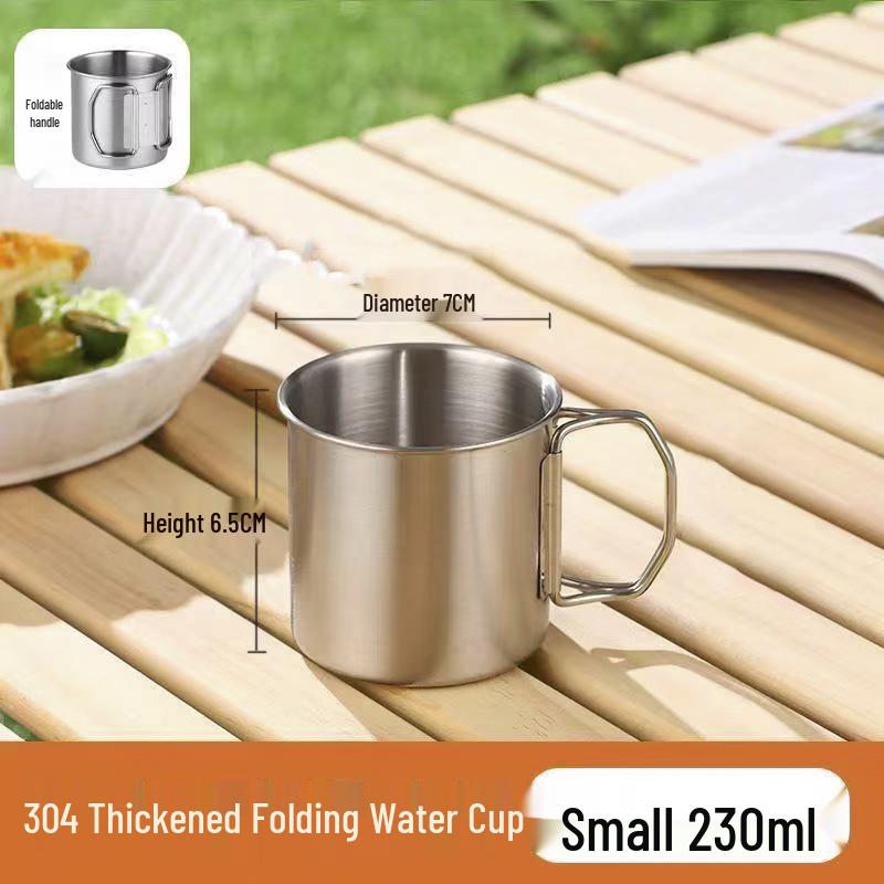 304 Stainless Steel Foldable Camping Mug - Portable Mountaineering Coffee Cup