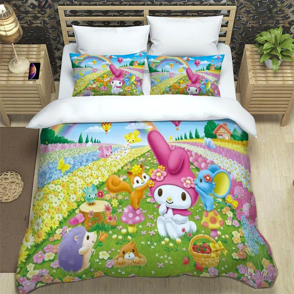 Cute My Melody Bedding Sets Exquisite Bed Pillowcase Children Duvet Cover Bed Comforter Set Bedding Set Luxury Birthday Gift