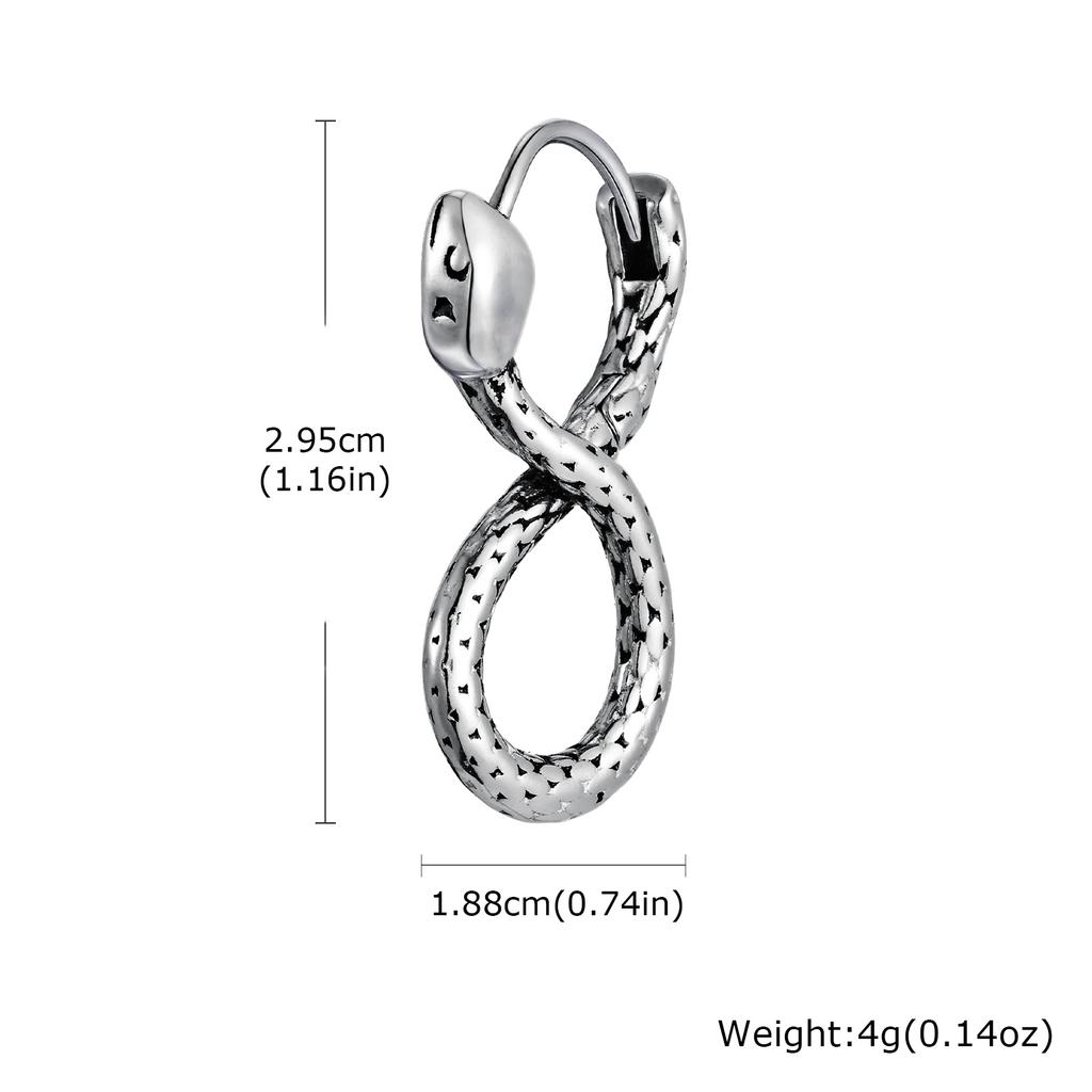 Punk Snake Hoop Earrings for Men,Vintage Waterproof Stainless Steel Sanke Earrings,Gothic Ear Jewelry Gift