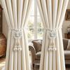 2PCS Curtain Holder Pearl Curtain Buckle Adjustable Curtain Binding Curtains Tie Rope  Kitchen