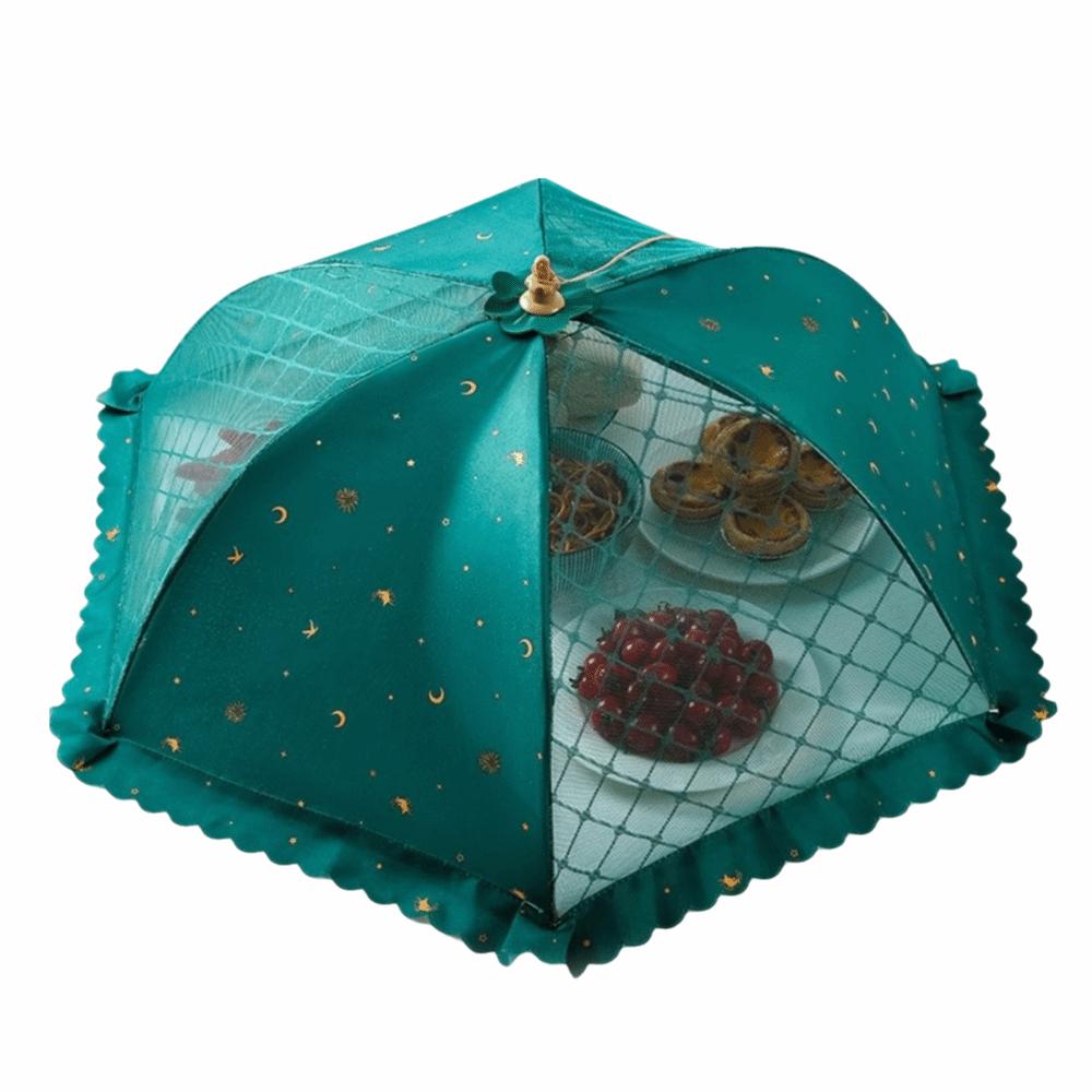 Breathable Mesh Food Cover Folded Dining Table Dish Tent New Food Cover Net Tent  Kitchen Use Green-60cm