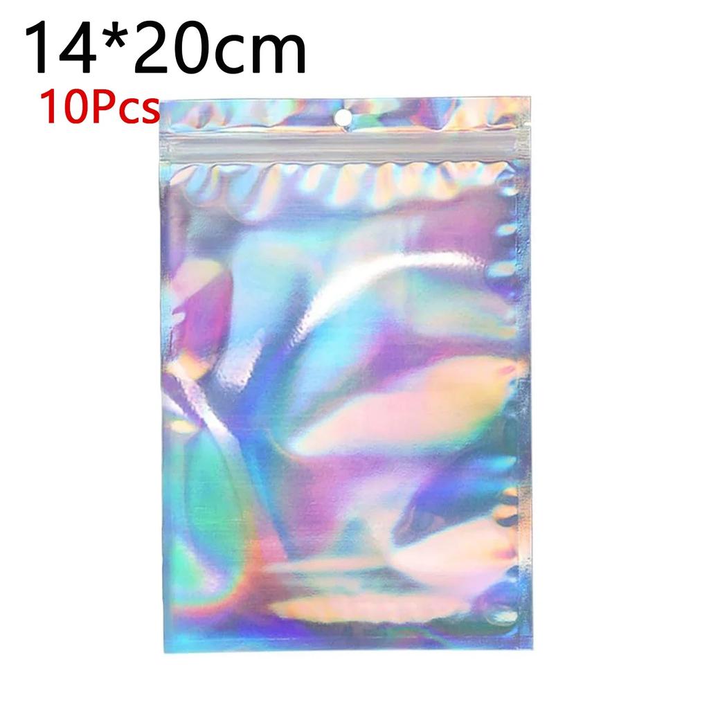 Resealable Laser Zip lock Bags Packaging Holographic Envelopes Flat Clear Plastic Candy Jewelry Food Storage Bag Multiple Sizes